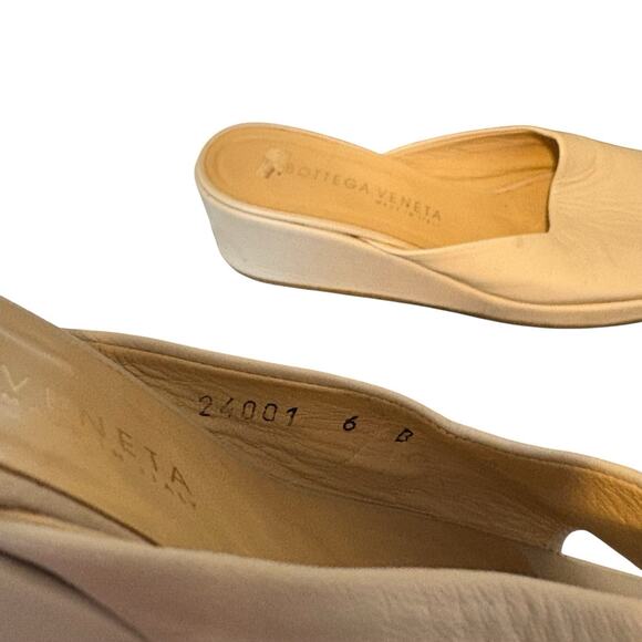 Bottega Veneta Square Toe Platform Mules Cream Leather 6B Y2K Quiet Luxury - Picture 11 of 15